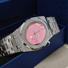 Ladies Luxury Fashion Watch - Blue/Pink Unique Textured Dial Wavy Hands Elegant Watch Quartz Movement - one-size - View 10