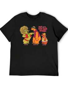 Herren Retro 70er Jahre T-Shirt mit Bärenmuster - Vintage Cartoon Prints mit Teddybär usw., weicher und atmungsaktiver Stoff, nostalgisches 70er Jahre TV-Show Design, lässiges Rundhals Kurzarm T-Shirt, geeignet für Erwachsene, bequeme Passform für alle Jahreszeiten, Herren Shirt, Herren gemustertes T-Shirt, Herren T-Shirt, Lustiges T-Shirt, Herrenmode, Fußballshirt, Guam, Lustiges Shirt, Kreuzfahrt T-Shirt, K-Pop - Schwarz - Übersicht 1