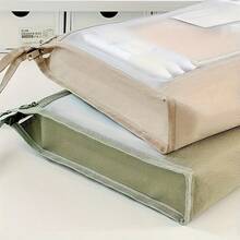 1pc A4 Double Layer Zipper File Folder, Transparent Front For Easy Identification, Secure Zipper Closure, Ideal For Office/School - Fits A4, Letter Size, Space-Saving Storage Solution - Storage Bag - View 8