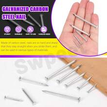 300Pcs 5 Sizes 3/4\ 1-1/4\ 1-3/5\ 2\ 2-3/8\ Hardware Nails Assortment Kit,Steel Nail, Galvanized Nails, Small Nails, Finishing Nails, Wall Nails, Wood Nails, Nails For Concrete Brick - White - 查看 4