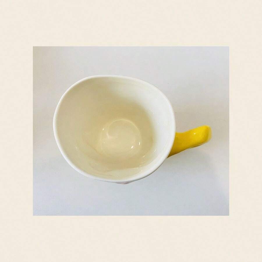 Taza de cerámica con tulipanes y asa verde - Amarillo - Ver 1