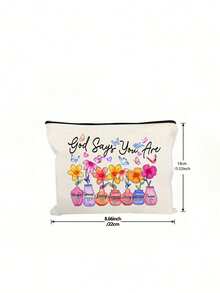 1 pieza Bolsa de maquillaje cristiana inspiradora | "Dios dice que eres único" Estampado floral religioso y versículo bíblico Organizador de viaje portátil con cremallera multifuncional | Disponible en varios colores | Adecuado para uso diario, viajes, playa, vacaciones, viajes de negocios, viajes al trabajo y vida universitaria | Regalo perfecto para damas en vacaciones/Pascua/Día de la Madre/Día de la Independencia/Temporada de bodas/Graduación/Aniversario/Cumpleaños - Multicolor - Ver 9