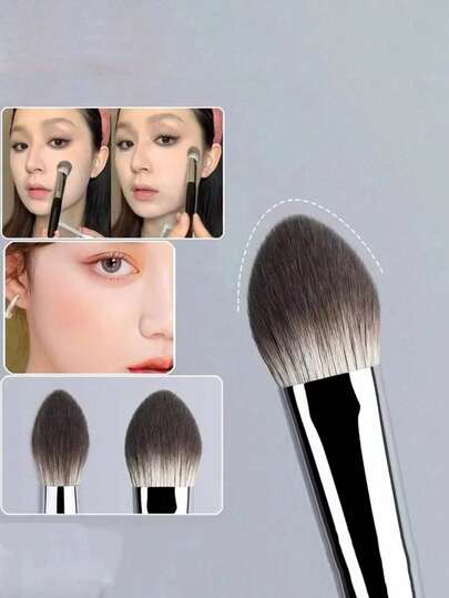 1/2Pcs Heart Blusher Brush - Small Flat Precise For Powder/Cream/Liquid Blush, Makeup Tool