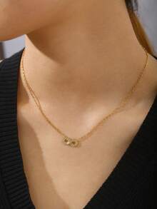 1pc 18K Gold Plated Titanium Steel Infinity Loop Necklace, Fashionable Minimalist Versatile Letter Necklace/Bracelet, Suitable For Women's Daily, Commute, Party Occasions, Great Gift For Friends, Family, Girlfriends - Multicolor - View 14