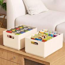 2/1个可折叠塑料收纳盒，多功能抽屉式收纳盒，大容量衣柜整理盒，化妆品收纳盒，袜子收纳盒，适用于衣柜整理、桌面收纳、房间收纳 - 奶油色門 - 查看 3