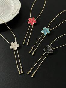 1件珐琅花朵吊坠套索项链，可调节镀金精致Y型项链，适合女性女孩日常、派对、婚礼等场合佩戴，时尚饰品礼品 - 花朵 - 查看 12