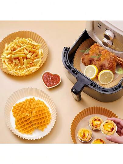 50/100/200pcs Disposable Paper Liners For Air Fryer, Square And Round Design, Kitchen Accessories, Household Items, High Temperature Paper Pads, Baking Paper, Kitchen Supplies, Oven Paper, Baking Paper, Disposable Baking Tray Liners, High Temperature Non-Stick Oil Absorbing Paper, Outdoor Camping Supplies, Outdoor Picnic Disposables, Outdoor Storage Items, Outdoor Camping Cookware, Outdoor Camping Accessories, Outdoor Camping Essentials.