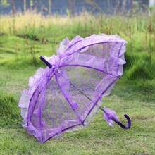 1把女士可爱甜美洛丽塔蕾丝边直柄伞，适合婚礼、动漫展、角色扮演等场合 - 彩色 - 查看 12