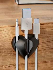 2/4个装心形理线器，手机充电线收纳器，自粘式线缆管理工具，适用于桌面、床头、墙面、汽车和办公室。 - 彩色 - 查看 3