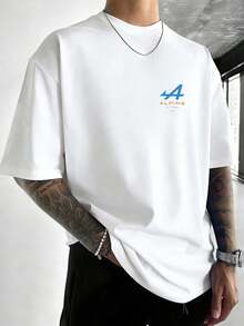A Men's F1 Alpine Team T-Shirt, Double-Sided Printed Men's T-Shirt, Stylish, Soft, With A Round Neck, Made From 200g Pure Cotton Material, A Popular Summer T-Shirt Suitable For Everyday Wear For Motorsport Enthusiasts, Unisex And Great For Couples To Wear Together. - 白色 - 查看 2