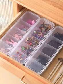 1pc 4-Compartment Dustproof, Waterproof Makeup Remover Pad, Hair Tie, Data Cable Storage Box - Clear - View 1