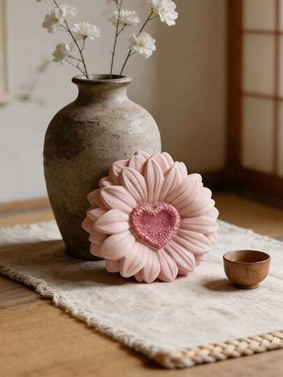 【可重复使用向日葵模具】可重复使用3D心形向日葵硅胶模具 | DIY工艺模具，适用于树脂浇铸、珠宝制作、手工蜡烛 - 精致的花瓣层叠设计，家居装饰，情人节、母亲节、生日等节日礼物，装饰品