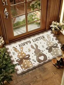 40*60cm/50*80cm/40*120cm Easter Bunny Kitchen Mat, Non-Slip Home Rug, Happy Easter Plaid Heart Rabbit Holiday Decor Carpet - Multicolor - View 7