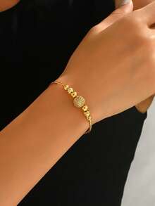 1 pieza Elegante brazalete de color dorado minimalista y ajustable, adecuado para el uso diario, accesorio de moda para mujeres - K - Ver 25
