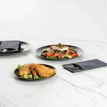 1/25/50pcs Reusable Fruit Plates, Dishes With Gold Rim, Suitable For Family Gatherings, Parties, Outdoor Activities, Team Events, Cooking, Christmas And Other Occasions - Black - View 9