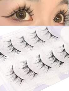 5 Pairs Wispy Cartoon Fairy Lashes, Natural Air-Feeling Black Line Lashes - View 1