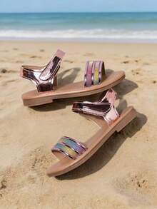 Girls' Sandals, Children's Princess Shoes, Medium & Large Kids' Summer Shoes, Little Girls' Soft Bottom Beach Shoes - Pink - View 5