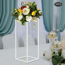 10 Pieces Geometric Metal Flower Stands, 60cm/23.62in Tall Flower Stand Metal Floor Vase Column, Centerpiece Stands Rectangular Display Rack For Wedding Party Decor - Flower Display Stands - View 8