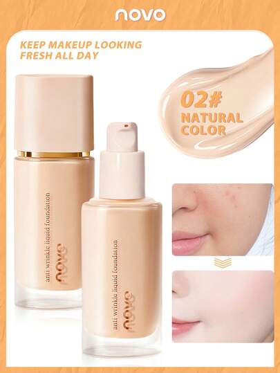 NOVO 24小时持久粉底液，无痕哑光妆效，遮瑕修正肤色，控油保湿，适合所有肤质，乳霜质地，非常适合角色扮演、校园妆容、春节、情人节、生日、圣诞节等场合，派对必备，最佳色号