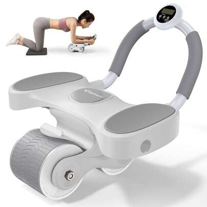 MERACH 【リバウンド機能付き】腹筋ローラー 二輪 静音 高耐久 膝マット付き Ab Roller 体幹トレーニング 筋トレ ダイエット 脂肪燃焼 家トレ 初心者〜上級者 男性 女性 兼用