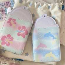 Aesthetic Summer Rainbow Dolphin Hibiscus Frosted Glitter 3-Inch Photo Card Holder Kpop - Color - View 6