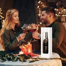 1pc/12Pcs Valentines Day Single Wine Bottle Gift Bag Bulk Wedding Champagne Boxes With Clear Window Handles Reusable Holiday New Year Party Favor(White) - View 5