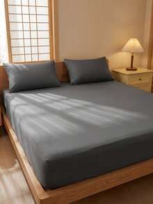 1 buah Sprei Fitted Warna Solid dengan Bagian Bawah TPU 100% Tahan Air, Pelindung Kasur, Lembut & Bernapas, Cocok untuk Kasur Ukuran Twin, Full, Queen, King - Hingga Kantong Dalam 11,8", Tahan Kerut, Dapat Dicuci dengan Mesin, Cocok untuk Kamar Asrama, Perlengkapan Tidur Kembali ke Sekolah - Grey - View 5