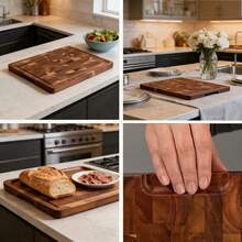 MIYORK 1pc Large Acacia Wood Grooved Cutting Board, Thick Solid Wood, Juice Groove Design, Durable Kitchen Essential With Good Aesthetics - Wood Color - View 4