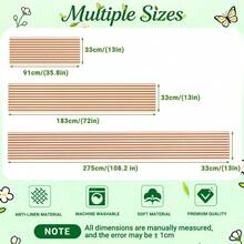 1pc Bohemian Minimalist Caramel Brown Striped Pattern Illustration Table Runner, 100% Polyester Linen-Like Texture, Machine Washable, Fade-Resistant, Wrinkle-Resistant, Soft, Suitable For Dining Room, Tea Room, Living Room, Rectangular 13"X36"/13"X72"/13"X108" - Khaki - View 2