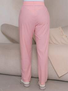 Women's Polyester Tie-Front Pants - 西瓜粉 - 查看 6