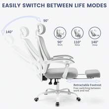 Home Office Chairs - White Frame - Light Gray Mesh - View 3