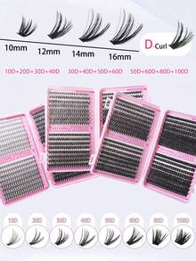 640/280片D型卷翘仿貂毛假睫毛，高密度单片假睫毛，适合新手和专业人士在家DIY。30D+40D+50D+60D+80D+100D混合款式分段式假睫毛册，可打造不同眼妆效果，柔软自然。 - D - 查看 8