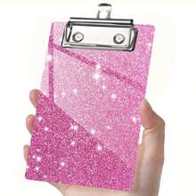 10.16 X 15.24cm Acrylic Board Clip, Mini Fashionable Glitter Board Clip, Suitable For Classroom, School And Office, Can Be Easily Placed In Large Pockets, Wallets And Small Notebooks - Rectangle - View 2