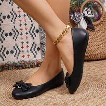 女士蝴蝶结平底鞋，休闲/通勤/户外穿着，夏季 - 黑色 - 查看 5