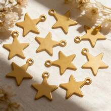 20pcs 304 Stainless Steel 18K Gold-Plated Moon And Star Pendant DIY Charm Jewellery Necklace Making Accessories Women's Stainless Steel Jewellery Handmade Components - Pendant - View 4