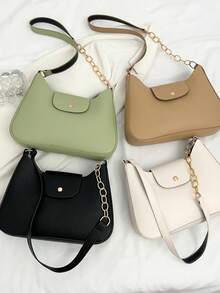 Bolsa de Ombro Minimalista de Moda Feminina, Adequada para Uso Diário, Viagens, Compras - Multicolorido - Visão 8