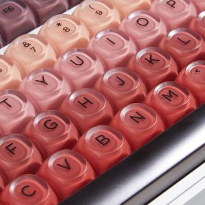 130 de taste, culoare ruj în gradient, profil înalt, taste pentru tastatură mecanică, taste sferice din material PBT+PC sublimat, compatibile cu comutatoarele Cherry MX, compatibile cu XTRFY, ROG, Wooting, Leopold, stil minimalist, proaspăt și drăguț, potrivite pentru birou, jocuri, tastare, tastatură mecanică, taste DIY personalizate, cadou de Crăciun, cadou de ziua de naștere, potrivite pentru 60/64/68/75/87/98/104/108 taste