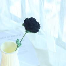 1/3/6/10 Pcs Handmade Crochet Rose Bouquet, Decorative Flower Bouquet, Artificial Flowers, Handmade Flowers, Yarn Flowers. Bridal Bouquet, Her Gift, Mother's Gift, Teacher's Gift, Creative Gift. Suitable For Home Decor In Restaurant, Living Room, Bedroom, Wedding, Party. Suitable For Spring/Summer Decor, Wedding Season, Graduation Season, Thanksgiving, Back To School, Anniversary, Birthday And Other Holidays - Black - View 13