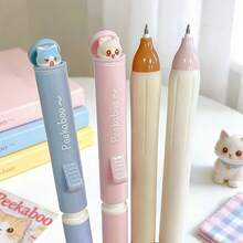 2pcs New Cat Shaped Retractable Pens, 0.5mm Black Quick-Drying Cute Cat Pens, Creative Learning & Office Supplies, Suitable For Cat Lovers, School, Office, Party & Holiday Gifts - Multicolor - View 4
