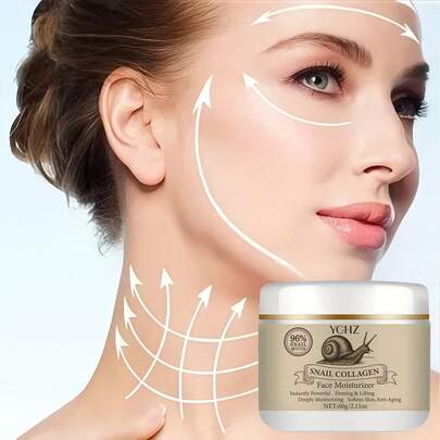 60克/2.1盎司蜗牛分泌物胶原蛋白霜 - 2分钟内即刻紧致，24小时保湿，实时平滑肌肤，蕴含96%蜗牛粘液、透明质酸、维生素C和E，3秒吸收，适合所有肤色，护肤防护，韩国化妆品