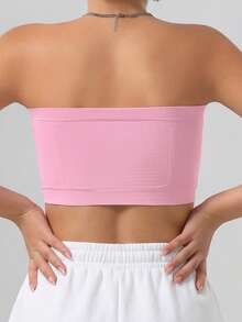 3pcs Plus Size Women Seamless Strapless Single Layer Tube Top Bra, Comfortable Soft Full Coverage Yoga Bra - Multicolor - View 4