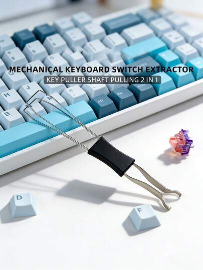 二合一拔键器/轴体拔键器/机械键盘套装/多功能键盘拔键器/键帽夹/双用途轴不锈钢键帽工具，用于拆卸键盘键帽