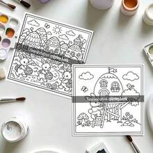 （升级豪华版，加厚纸张，20.5*20.5厘米）“复活节彩蛋涂色页，25张可爱魔法套装”，适合情侣和家庭，也适合派对、情人节、生日和其他节日。绘画和学习用品、书籍、涂色书、学习用品、学校、圣诞节、万圣节、返校礼物、涂色书、复活节、复活节礼物、复活节手工 - 單件 - 查看 4