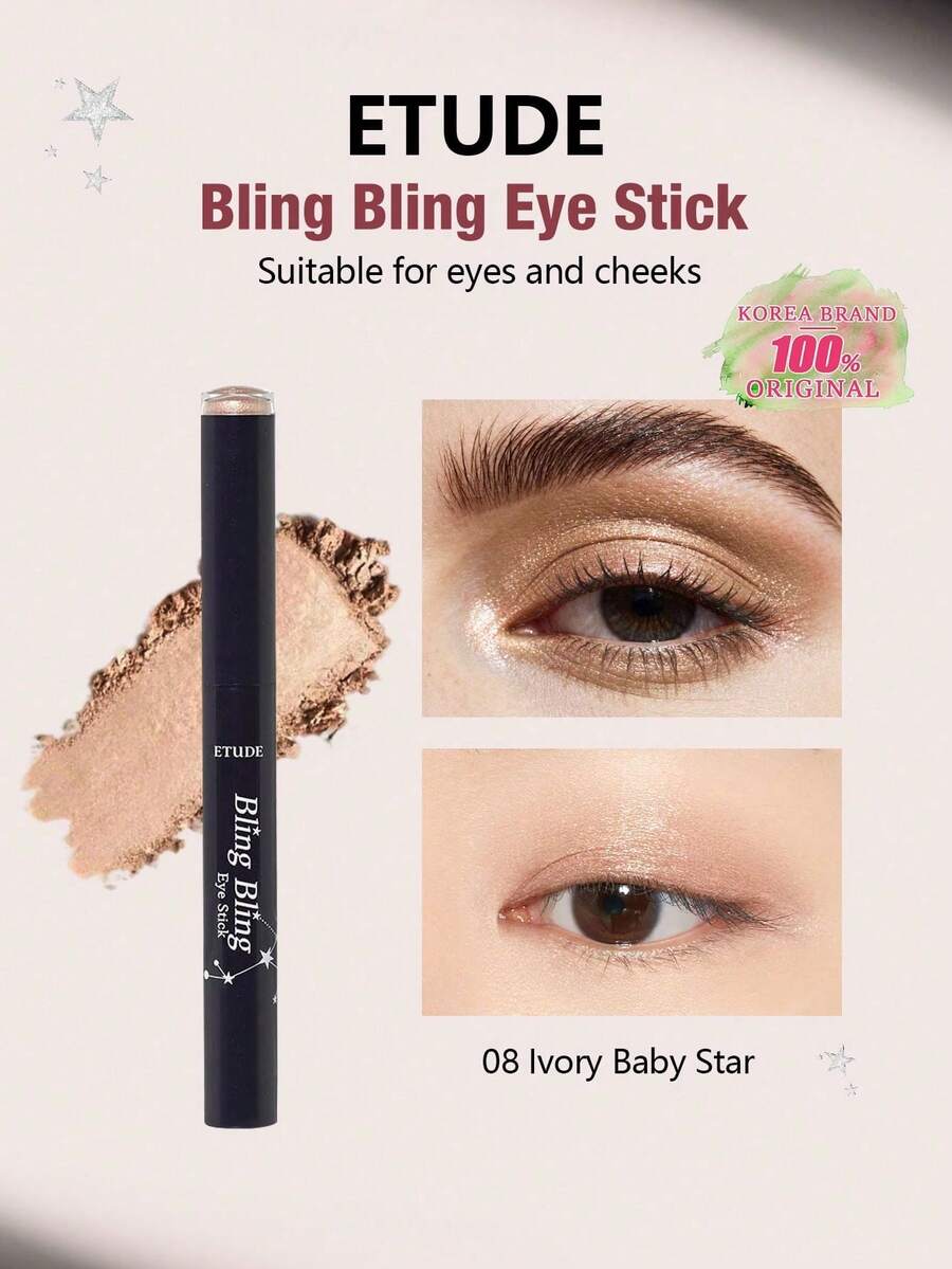 ETUDE HOUSE Bling Bling Eye Stick 08 Ivory Baby Star, Diamond Shimmer, Vỏ chống lăn, Độ lên màu chỉ với 1 lần quẹt, Không lem, Chống trôi, Hiệu ứng Aegyo-Sal Hàn Quốc, Lấp lánh dưới mắt, Tạo điểm nhấn cho vùng da quanh mắt, Nhanh chóng tiện lợi, Lâu trôi, Độ lên màu cao, Không lem, Nhũ ngọc trai mịn, Làm sáng mắt, Dễ sử dụng, Phù hợp cho người mới bắt đầu, Mỹ phẩm Hàn Quốc, Trang điểm Hàn Quốc, Quà tặng, 1.5g/0.05 Oz