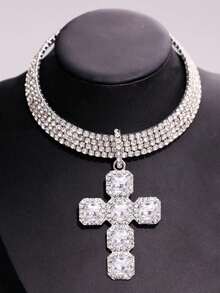 1件奢华独特个性化时尚优雅十字钻石项链，适合女士日常及派对佩戴 - 鑽鏈項鍊 - 查看 3