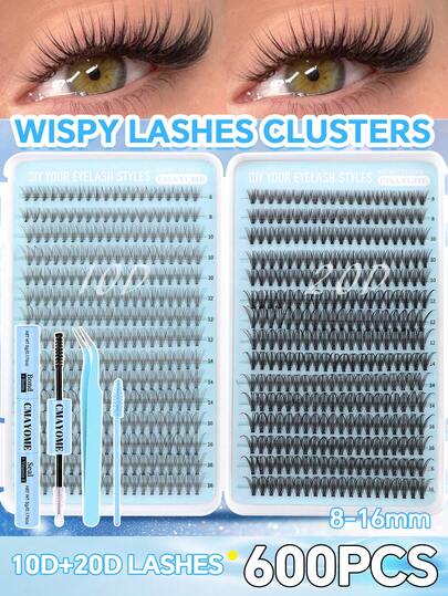 D-Curl DIY Individual False Eyelashes Set, Includes Adhesive, Sealer, Tweezers, Brush, Beginner-Friendly, Large Capacity Lash Book, Suitable For Various Makeup Looks, Fluffy & Voluminous Lashes To Enhance Eyes, Long-Lasting, Segmented Design For Easy Application, Suitable For Daily, Wedding, Outdoor, Travel, Nightclub Party, Music Festival And Other Occasions, Great Gift For Women