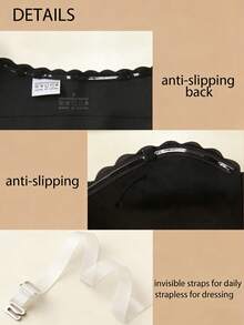 女士前扣式上托防滑抹胸文胸，纯黑色基础款抹胸文胸，可拆卸胸垫，隐形肩带，露脐上衣文胸，舒适无肩带无缝抹胸文胸，可拆卸胸垫，无钢圈文胸，透气舒适，女士内衣，超性感内衣上衣文胸 - 黑色 - 查看 10