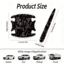 8pcs New Carbon Fiber Forged Texture Car Door Handle Bowl Protector Stickers, Anti-Collision Protective Strips, Scratch-Resistant And Wear-Resistant - Multicolor - View 2