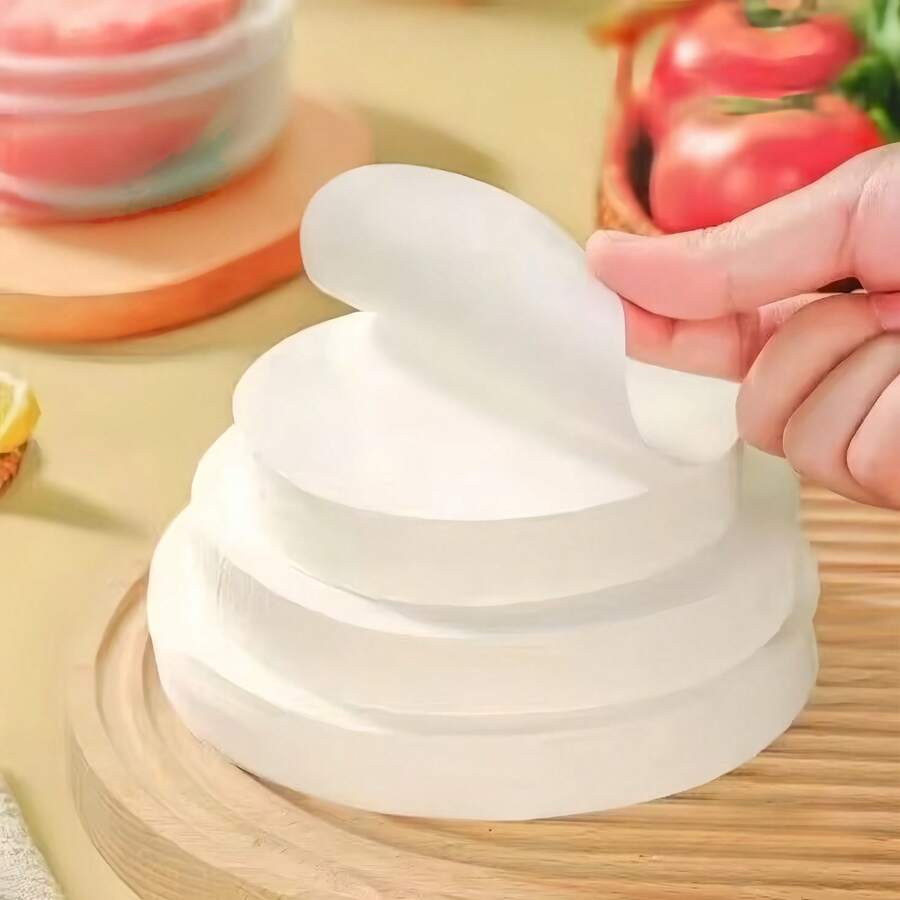 100/500 piezas de papel antiadherente para hamburguesas, papel absorbente de aceite para barbacoa, usado para separar hamburguesas/hamburguesas, almacenamiento, congelación, utensilios de cocina, suministros de cocina, accesorios de cocina, artículos de cocina para el hogar