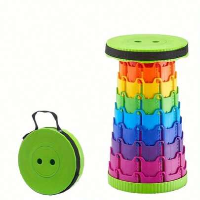 Folding And Extendable Stool - Portable And Lightweight, Suitable For Travel, Camping, And Fishing, Made Of Durable Plastic, No Power Required